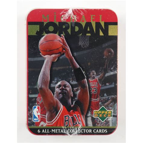 1996 upper deck michael jordan boxed metal collector cards|michael jordan metal card set.